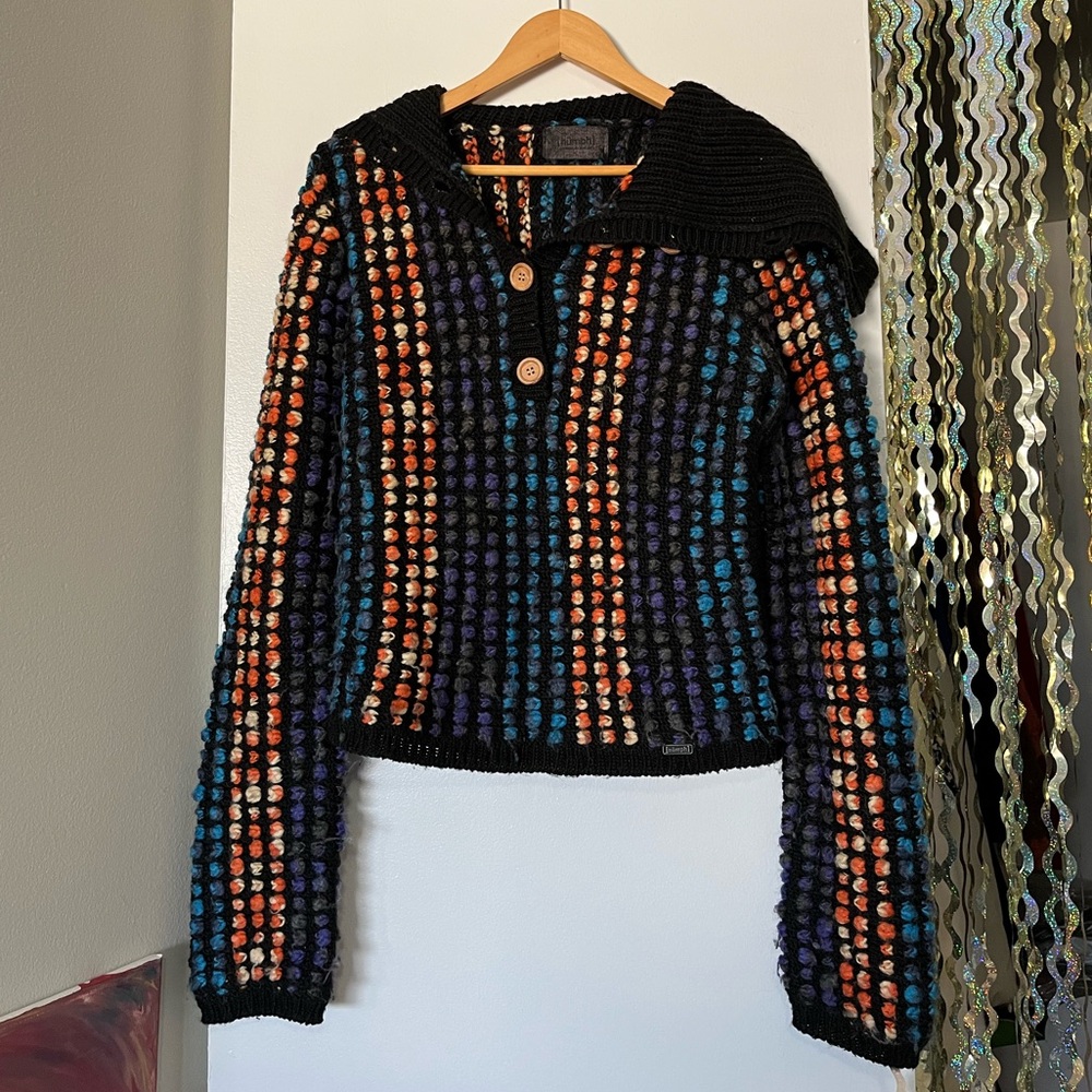 Nümph Multicoloured wool crochet jumper with buttons super unique